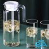 Bình Thuỷ Tinh Đựng Nước 1.1L Quai Cầm Miệng Rót Lục Giác EH1003 Glass Pitcher Hexagon Jar 1100 ML