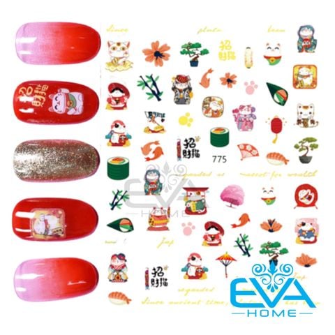  Hình Dán Móng Tay 3D Nail Sticker Trang Trí Đám Cưới Hoạ Tiết Hoa Văn Chữ Hỷ Style Trung Hoa JO777 