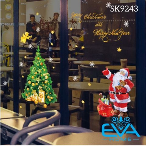  Decal Dán Tường Dán Kính Họa Tiết Ông Già Noel Và Cây Thông Trang Trí Giáng Sinh SK9243 / Noel 