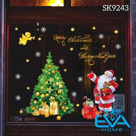  Decal Dán Tường Dán Kính Họa Tiết Ông Già Noel Và Cây Thông Trang Trí Giáng Sinh SK9243 / Noel 