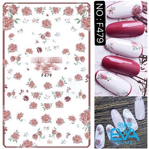  Miếng Dán Móng Tay 3D Nail Sticker Tráng Trí Hoạ Tiết Bông Hoa F479 