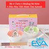 Bộ 6 Chén Sứ Hoạ Tiết Hình Thú Kawaii Phong Cách Nhật Tặng Kèm 6 Đôi Đũa Tre Cao Cấp