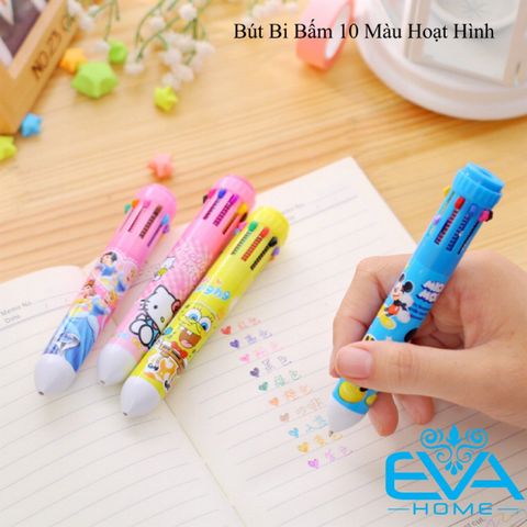  Bút Bi 10 Màu Họa Tiết Hoạt Hình Đáng Yêu - Bút Multicolor 10 in 1 M876 