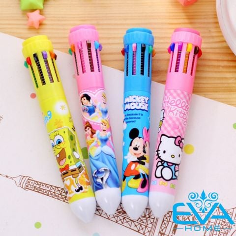  Bút Bi 10 Màu Họa Tiết Hoạt Hình Đáng Yêu - Bút Multicolor 10 in 1 M876 