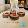 Set 4 Đế Nến Gỗ Wooden Candle Holder 3cm - 5cm - 8m - 11cm Tealight Trang Trí Decor Vintage