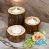 Combo 3 Wooden Candle Holder 3cm - 5cm - 8m Chân Đế Nến Gỗ Kèm Nến Tealight Trang Trí Tiệc Và Decor