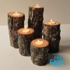 Set 4 Đế Nến Gỗ Wooden Candle Holder 3cm - 5cm - 8m - 11cm Tealight Trang Trí Decor Vintage