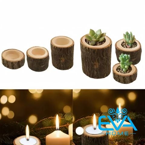  Combo 10 Khay Giá Đỡ Nến Gỗ Cây Trang Trí Noel Kèm Nến Tealight Giúp Không Gian Lung Linh Lãng Mạng 