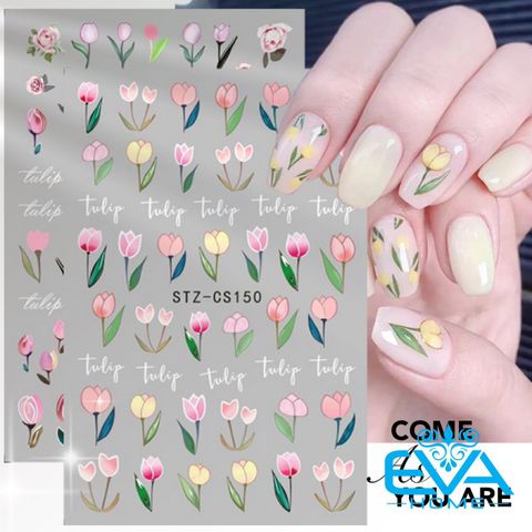  Sticker Dán Móng Tay 3D Chống Nước Hoa flower Collection Hoạ Tiết Hoa Tulip Mùa Hè Sweet Tulip Art CS149 / CS150 