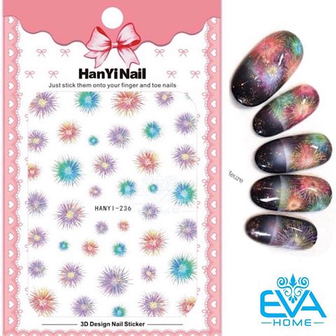  Miếng Dán Móng Tay 3D Nail Sticker Tráng Trí Hoạ Tiết Pháo Hoa  HY236 