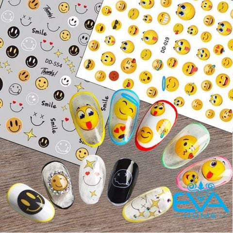  Miếng Dán Móng Tay 3D Chống Nước Chủ Đề Biểu Tượng Icon Colecction Hoạ Tiết Mặt Cười Smile Face DD554 / DD019 