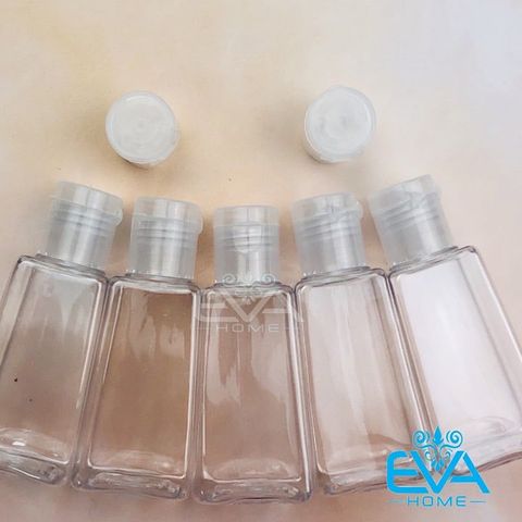  Set 5 Chai Chiết Mỹ Phẩm Nhựa Pet Nắp Bật 30 Ml Hình Thang 