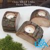 Đế Đựng Nến Gỗ Tealight 2 Nến Trang Trí Decor Double Tea Light Holder Handmade Wooden Candles