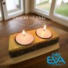 Đế Đựng Nến Gỗ Tealight 2 Nến Trang Trí Decor Double Tea Light Holder Handmade Wooden Candles