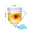 Cốc Lọc Trà / Ly Kèm Lõi Lọc Trà Thuỷ Tinh Chịu Nhiệt Quai Kiểu Wave Ear Glass Mug 300ML