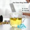 Cốc Lọc Trà / Ly Kèm Lõi Lọc Trà Thuỷ Tinh Chịu Nhiệt Quai Kiểu Wave Ear Glass Mug 300ML