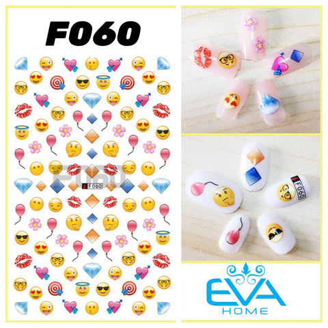  Decal Dán Móng Tay 3D Nail Sticker Tráng Trí Hoạ Tiết Biểu Tượng Emoji F060 