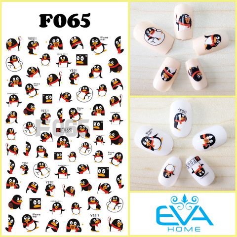  Sticker Hình Dán Móng Tay 3D Họa Tiết Chim Cánh Cụt Penguin Blame Me Come On Cute F065 