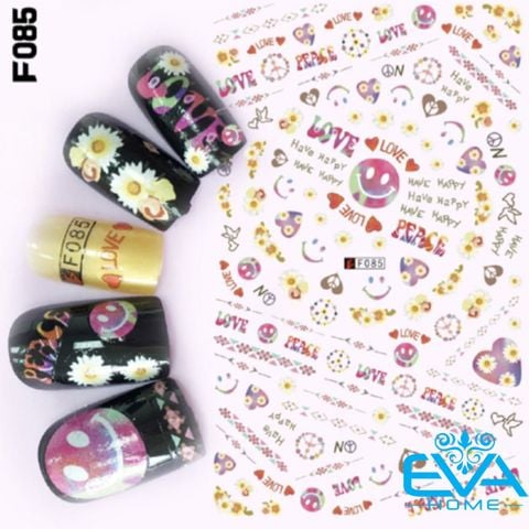  Miếng Dán Móng Tay 3D Nail Sticker Họa Tiết Icon Mặt Cười Hoa Have Happy Love F085 