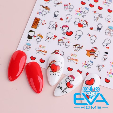  Miếng Dán Móng Tay 3D Nail Sticker Hoạt Hình Icon Bigli Migli love F106 