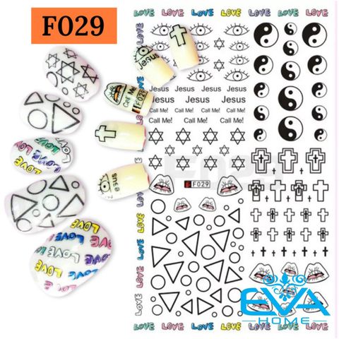  Miếng Dán Móng Tay 3D Nail Sticker Tráng Trí Hoa Văn Hoạ Tiết Religious Love Cross F029 / F030 / F031 