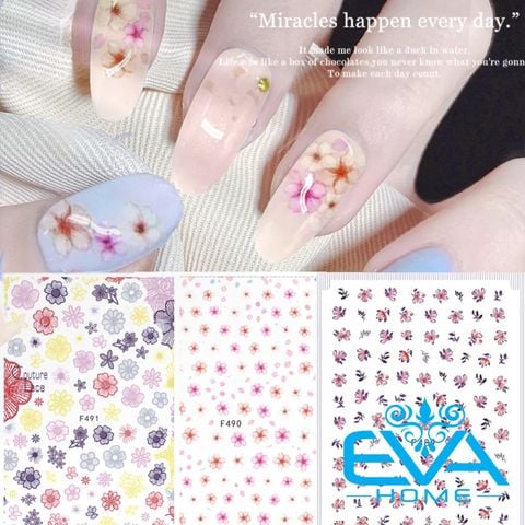  Miếng Dán Móng Tay 3D Nail Sticker Tráng Trí Hoạ Tiết Bông Hoa F489 / F490 / F491 