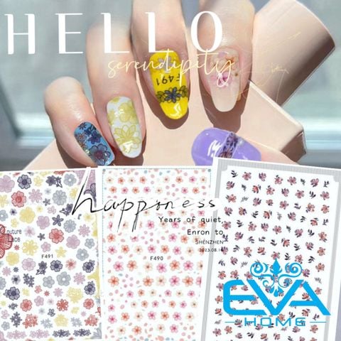  Miếng Dán Móng Tay 3D Nail Sticker Tráng Trí Hoạ Tiết Bông Hoa F489 / F490 / F491 