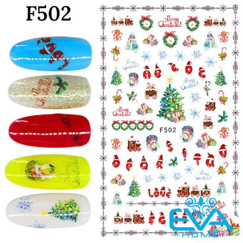  Sticker Dán Móng Tay 3D Nail Sticker Trang Trí Móng Mẫu Giáng Sinh Hoạ Tiết Quả Cầu Noel F500 – F501 – F502 