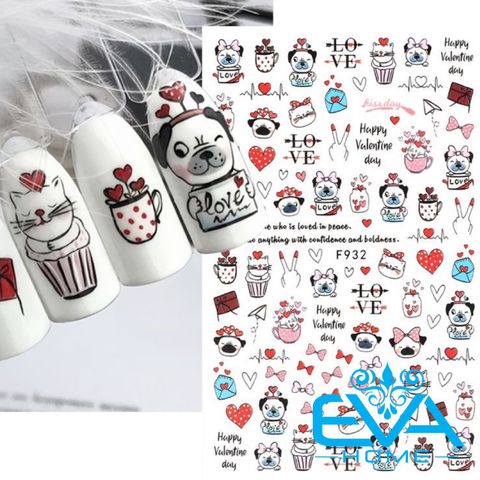  Decal Dán Móng Tay 3D Nail Sticker Love Colecction Hoạ Tiết Icon Bigli Migli love Và Pug Dog F930 / F931 / F932 