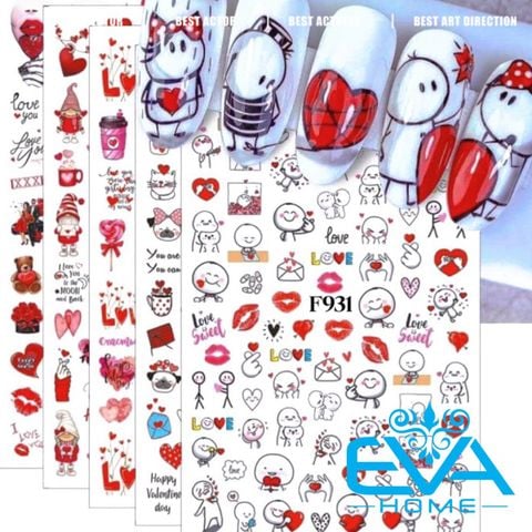  Decal Dán Móng Tay 3D Nail Sticker Love Colecction Hoạ Tiết Icon Bigli Migli love Và Pug Dog F930 / F931 / F932 