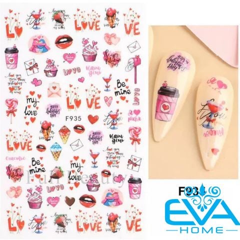  Decal Dán Móng Tay 3D Nail Sticker Love Colecction Hoạ Tiết Trái Tim Tình Yêu Hug Me Love F933 / F934 / F935 