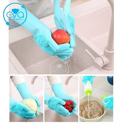  Găng Tay Rửa Bát Tạo Bọt Silicone Đa Năng 