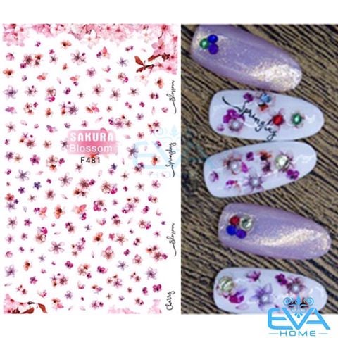  Miếng Dán Móng Tay 3D Nail Sticker Tráng Trí Hoạ Tiết Bông Hoa F481 