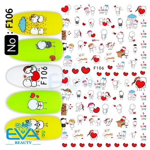  Decal Dán Móng Tay 3D Nail Sticker Hoạ Tiết Icon Bigli Migli F106 