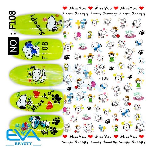  Decal Dán Móng Tay 3D Nail Sticker Hoạ Tiết Hoạt Hình Chú Chó Snoopy F108 
