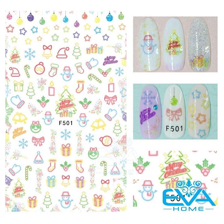 Miếng Dán Móng Tay 3D Nail Sticker Tráng Trí Noel Giáng Sinh F501