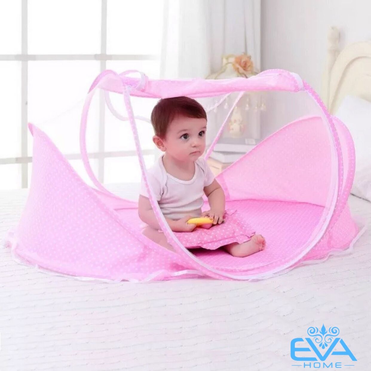 Mung Chụp Tự Bung Gấp Gọn Chống Muỗi Co Nhạc Cho Be Evahome Shop