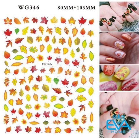  Decal Dán Móng Tay 3D Nail Sticker Hoạ Tiết Lá Mùa Thu Autumn Leaves WG346 