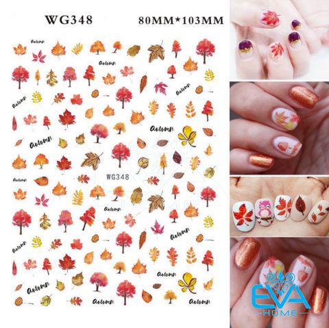  Decal Dán Móng Tay 3D Nail Sticker Hoạ Tiết Lá Mùa Thu Autumn Leaves WG348 