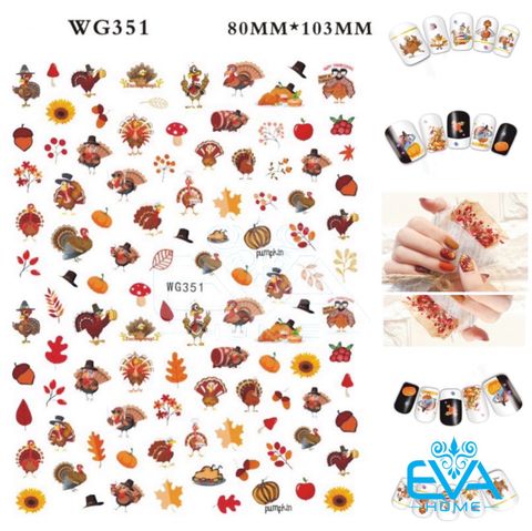  Decal Dán Móng Tay 3D Nail Sticker Hoạ Tiết Lá Mùa Thu Autumn Leaves WG351 