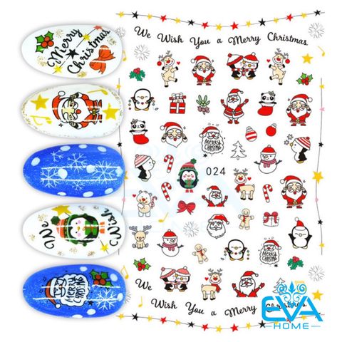  Decal Dán Móng Tay 3D Nail Sticker Hoạ Tiết Trang Trí Noel Giáng Sinh EB024 