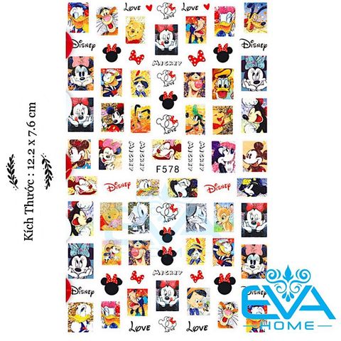  Miếng Dán Móng Tay 3D Nail Sticker Hoạt Hình Micky Mouse F578 