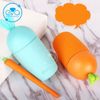 Bình Nước Thủy Tinh  Bọc Silicone Hình Cà Rốt Và Tai Thỏ Cute Kèm Dây Xách 400ml