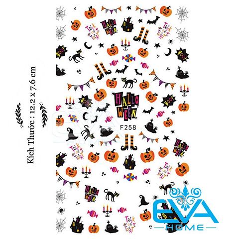  Miếng Dán Móng Tay 3D Nail Sticker Tráng Trí Lễ Hội Ma Quỷ Halloween F258 