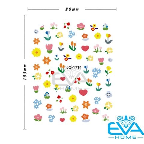  Sticker Dán Móng Tay 3D Trang Trí Móng Hoạ Tiết Hoa Nhỏ Sắc Màu Colorful Flowers JO1714 