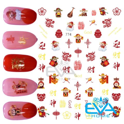  Hình Dán Móng Tay 3D Dạng Decal Dán Nail Sticker Trang Trí Chủ Đề Đám Cưới Hoạ Tiết Hoa Văn Hoàng Cung Trung Hoa JO779 