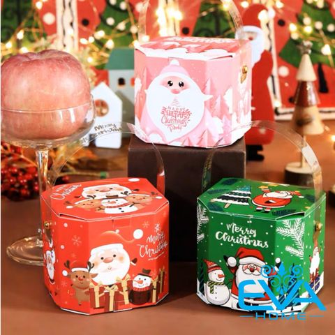  Hộp Đựng Quà Giáng Sinh Hình Bát Giác / Hộp Giấy Đựng Quà Noel Tám Cạnh Octagonal Nhiều Mẫu 