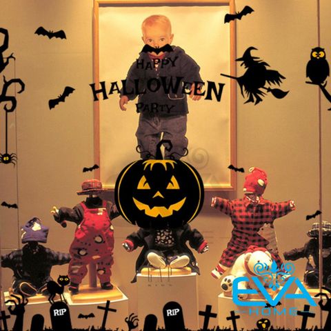  Decal Dán Tường Dán Kiếng Trang Trí Lễ Hội Ma Quỷ Happy Halloween Party SK9093 Không Bị Hư Tường 