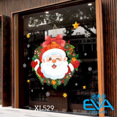  Decal Dán Tường Dán Kiếng Hoạ Tiết Vòng Hoa Ông Già Noel Trang Trí Giáng Sinh XL529 / Noel 