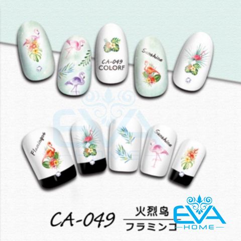  Decal Dán Móng Tay 3D Nail Sticker Tráng Trí Hoạ Tiết Chủ Đề Mùa Hè Và Hồng Hạc Flamingo Sunshine CA049 